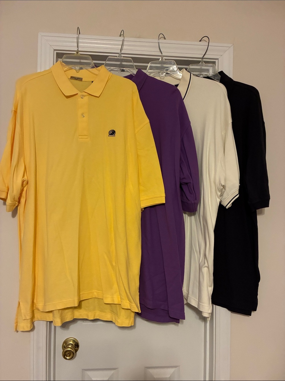 Lot of‎ 4 2XL Men's Polo Pack - Yellow, Purple, White, Black